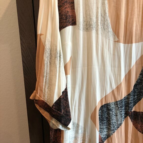 NWT Carmakoma brown peach abstract patterned dress M 18 - Picture 3 of 7
